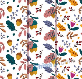 彩色秋季落叶无缝背景矢量